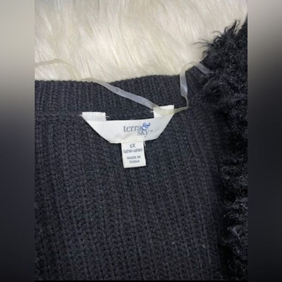 Terra & Sky Black sherpa sleeveless sweater vest sz 1X - Picture 3 of 9